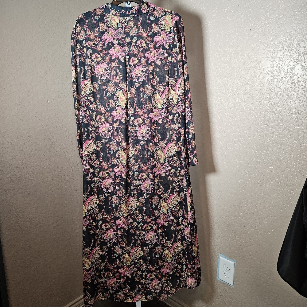 Sheer shirtdress large 21-22" PTp 51" long